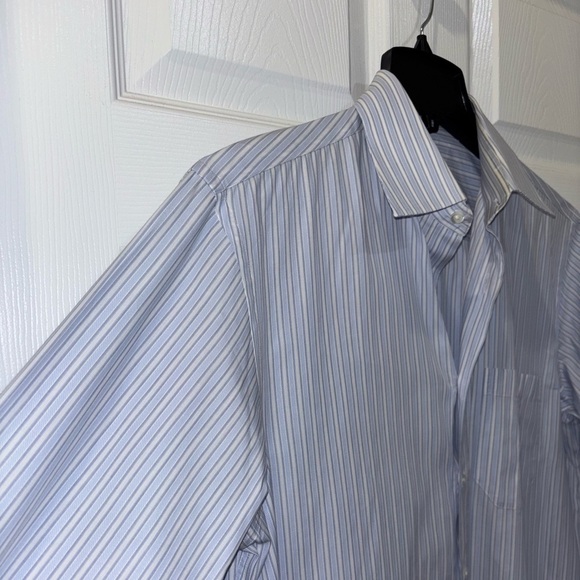 Canali Dress Shirt Mens 16 41 Blue Striped Long Sleeve Button Up Blue - Picture 2 of 14